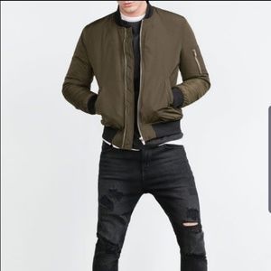New!Mens Zara | S | burgundy filled bomber jacket